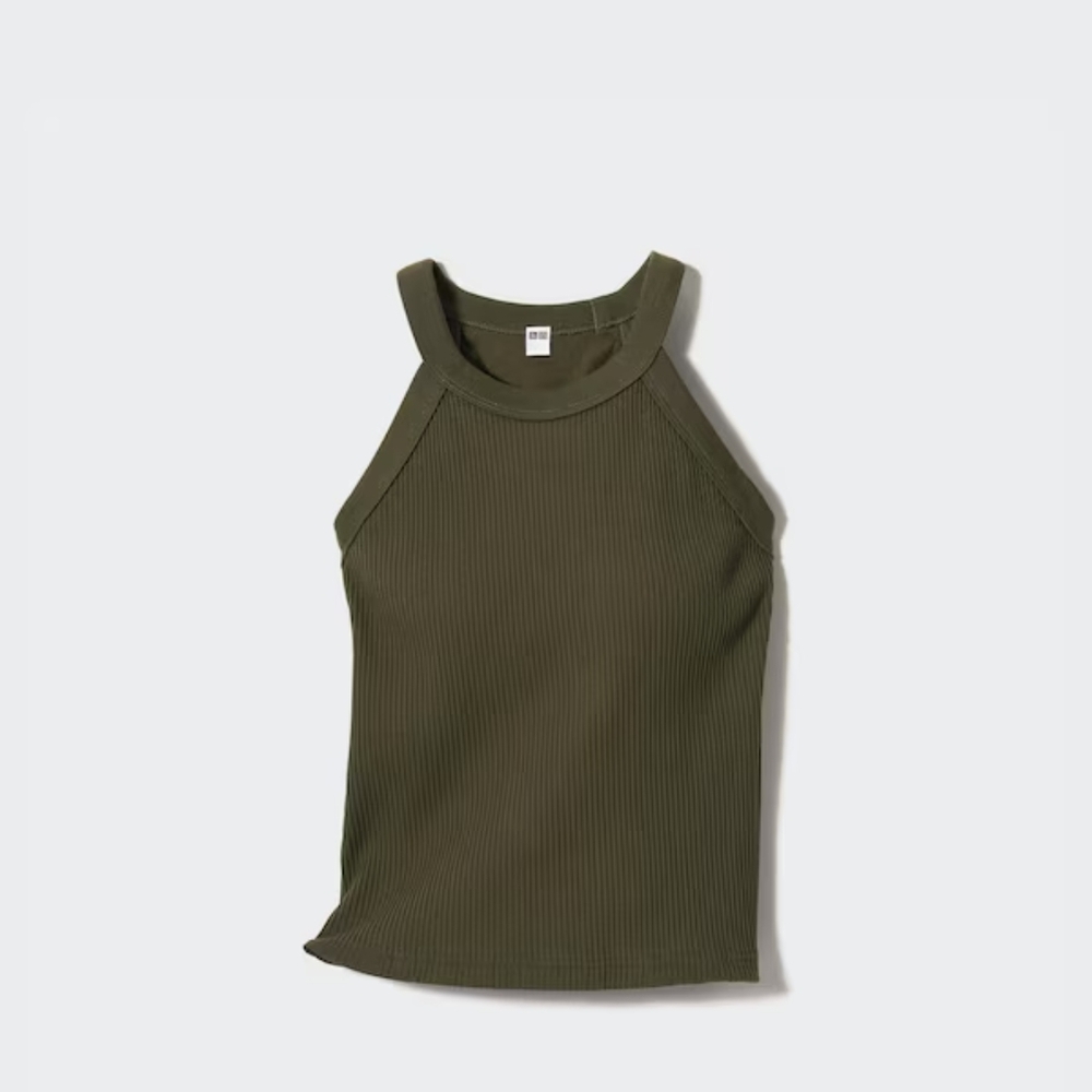 Uniqlo Bra Top Olive Green Ribbed Tank